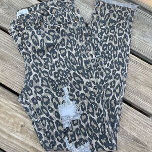 Easel leopard print distressed pants
